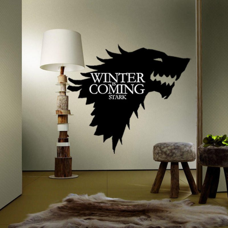 T-5 Game Of Thrones Stark Family Emblem Ice Wolf Fali Matricák Gravírozott Falmatricák