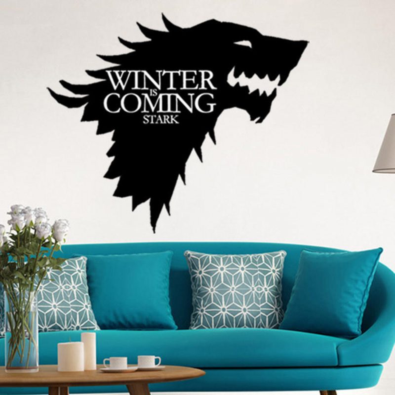 T-5 Game Of Thrones Stark Family Emblem Ice Wolf Fali Matricák Gravírozott Falmatricák