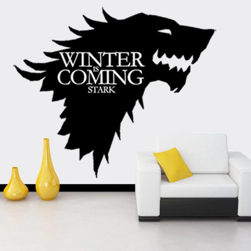 T-5 Game Of Thrones Stark Family Emblem Ice Wolf Fali Matricák Gravírozott Falmatricák